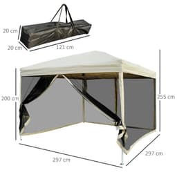 image-3x3m Pop Up Gazebo W/ Mesh Walls-Tan