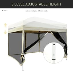 image-3x3m Pop Up Gazebo W/ Mesh Walls-Tan