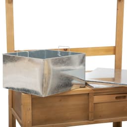 image-Wooden Garden Potting Table Storage Space Workstation Sink Shelves & Hooks