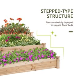 image-Wooden Raised Bed 3-Tier Planter Kit Elevated Plant Box 124x124x56cm