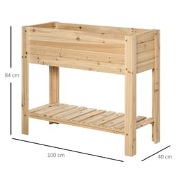 image-Wooden Raised Plant Stand Tall Flower Bed Box with Clapboard 100x40x84cm