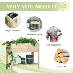image-Wooden Raised Plant Stand Tall Flower Bed Box with Clapboard 100x40x84cm