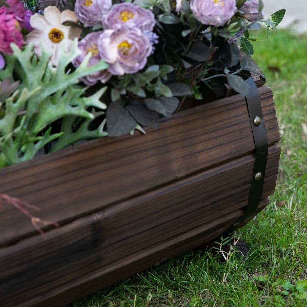 image-2PCs Wooden Planter Box Flower Plant Pot Flower Beds Plant Box