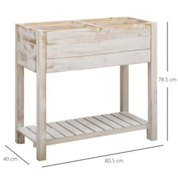 image-Raised Bed Elevated Wooden Planter Grow Box with 2 tiers, 4 Pockets White