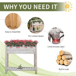 image-Raised Bed Elevated Wooden Planter Grow Box with 2 tiers, 4 Pockets White