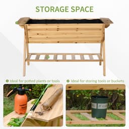 image-Free Standing Wooden Planter Garden Raised Bed with Storage Shelf Plates