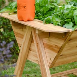 image-Free Standing Wooden Planter Garden Raised Bed with Storage Shelf Plates