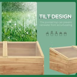 image-Wooden Cold Frame Greenhouse Grow House, 100 x 50 x 36 cm, Natural