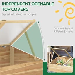 image-Wooden Cold Frame Greenhouse Grow House, 100 x 50 x 36 cm, Natural