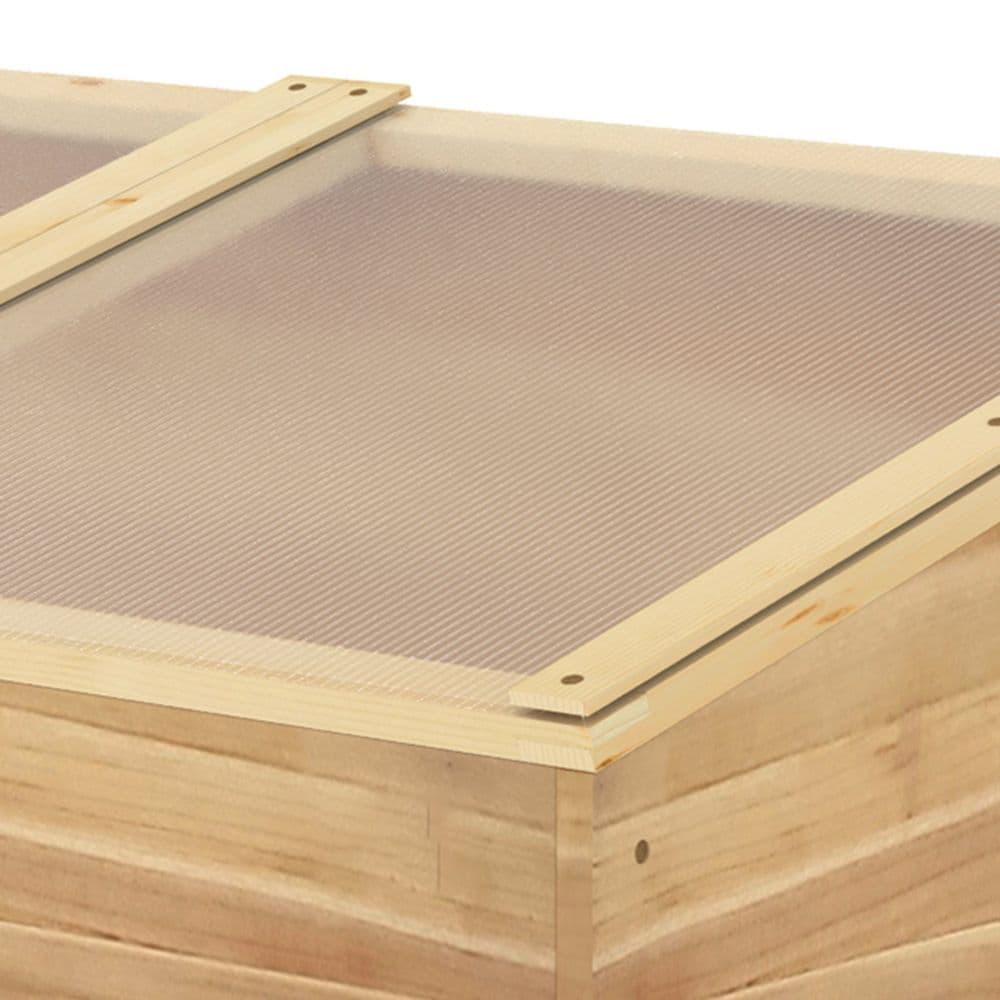 image-Wooden Cold Frame Greenhouse Grow House, 100 x 50 x 36 cm, Natural