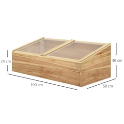 image-Wooden Cold Frame Greenhouse Grow House, 100 x 50 x 36 cm, Natural