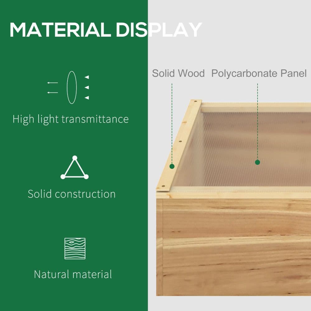 image-Wooden Cold Frame Greenhouse Grow House, 100 x 50 x 36 cm, Natural