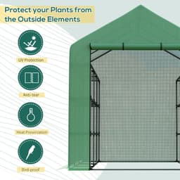 image-Poly Tunnel Steeple Walk in Greenhouse Removable Cover Shelves 244x180x210cm