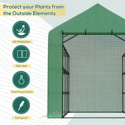 image-Poly Tunnel Steeple Walk in Greenhouse Removable Cover Shelves 244x180x210cm