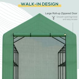 image-Poly Tunnel Steeple Walk in Greenhouse Removable Cover Shelves 244x180x210cm