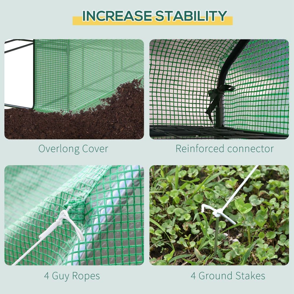 image-Poly Tunnel Steeple Walk in Greenhouse Removable Cover Shelves 244x180x210cm