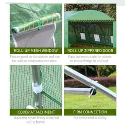 image-4x3x2m Tunnel Greenhouse Walk-In Hot House Roll Up Door & 6 Windows-Green
