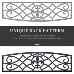 image-Steel Fleur-de-Lis Design Porch Swing Seat Bench with Chains