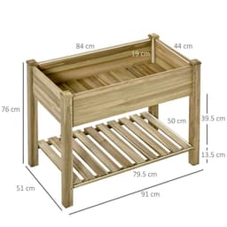 image-Raised Garden Bed with Legs and Storage Shelf, Elevated Wooden Planter Box,