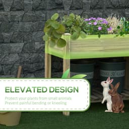 image-Raised Garden Bed with Legs and Storage Shelf, Elevated Wooden Planter Box,