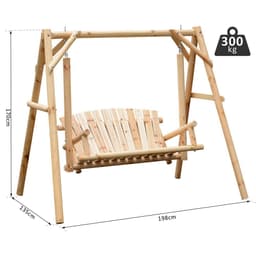 image-Outdoor 2 Seater Porch Swing Wooden Rustic Patio Bench Hammock w/ Armrest