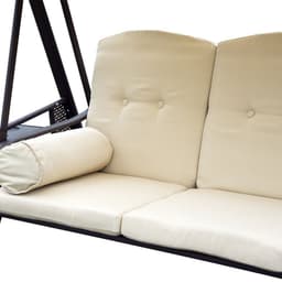 image-Steel Swing Chair Hammock Garden 3 Seater Canopy Cushion Shelter Beige