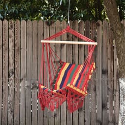 image-Hammock Chair Swing Colourful Striped Seat Porch Indoor Outdoor Hanging Beach