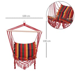 image-Hammock Chair Swing Colourful Striped Seat Porch Indoor Outdoor Hanging Beach