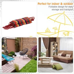 image-Hammock Chair Swing Colourful Striped Seat Porch Indoor Outdoor Hanging Beach