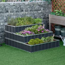 image-3 Tier Raised Garden Bed, Elevated Planer Box Kit A Pairs of Glove Grey