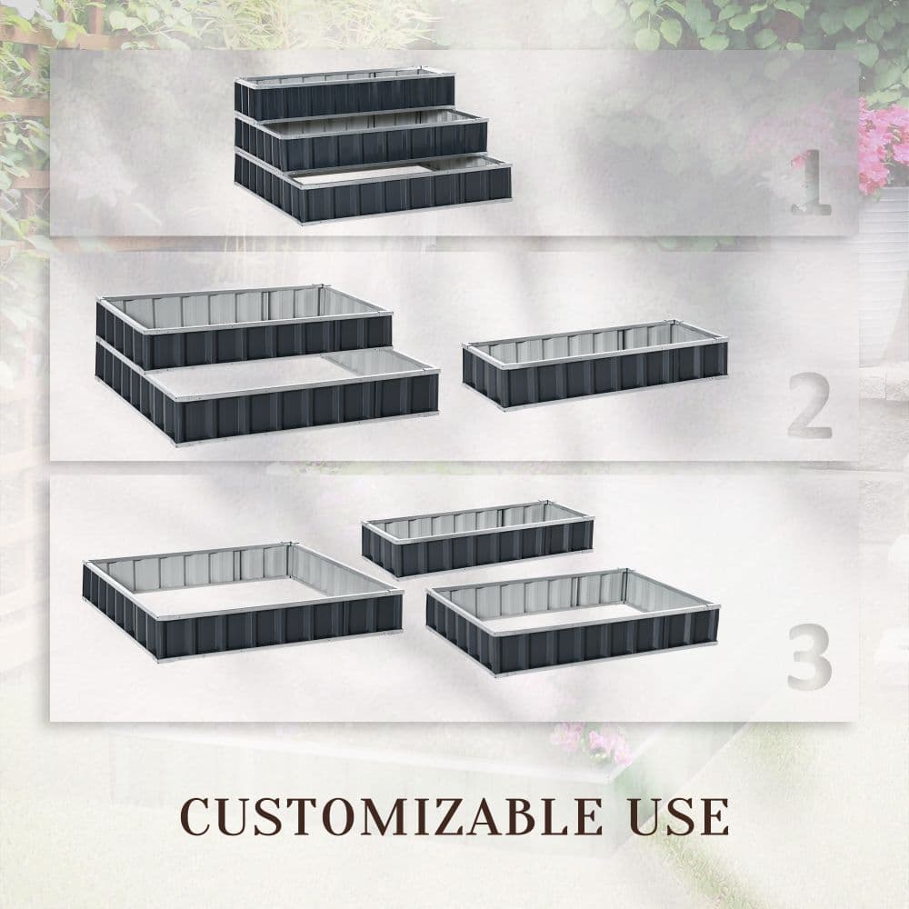image-3 Tier Raised Garden Bed, Elevated Planer Box Kit A Pairs of Glove Grey