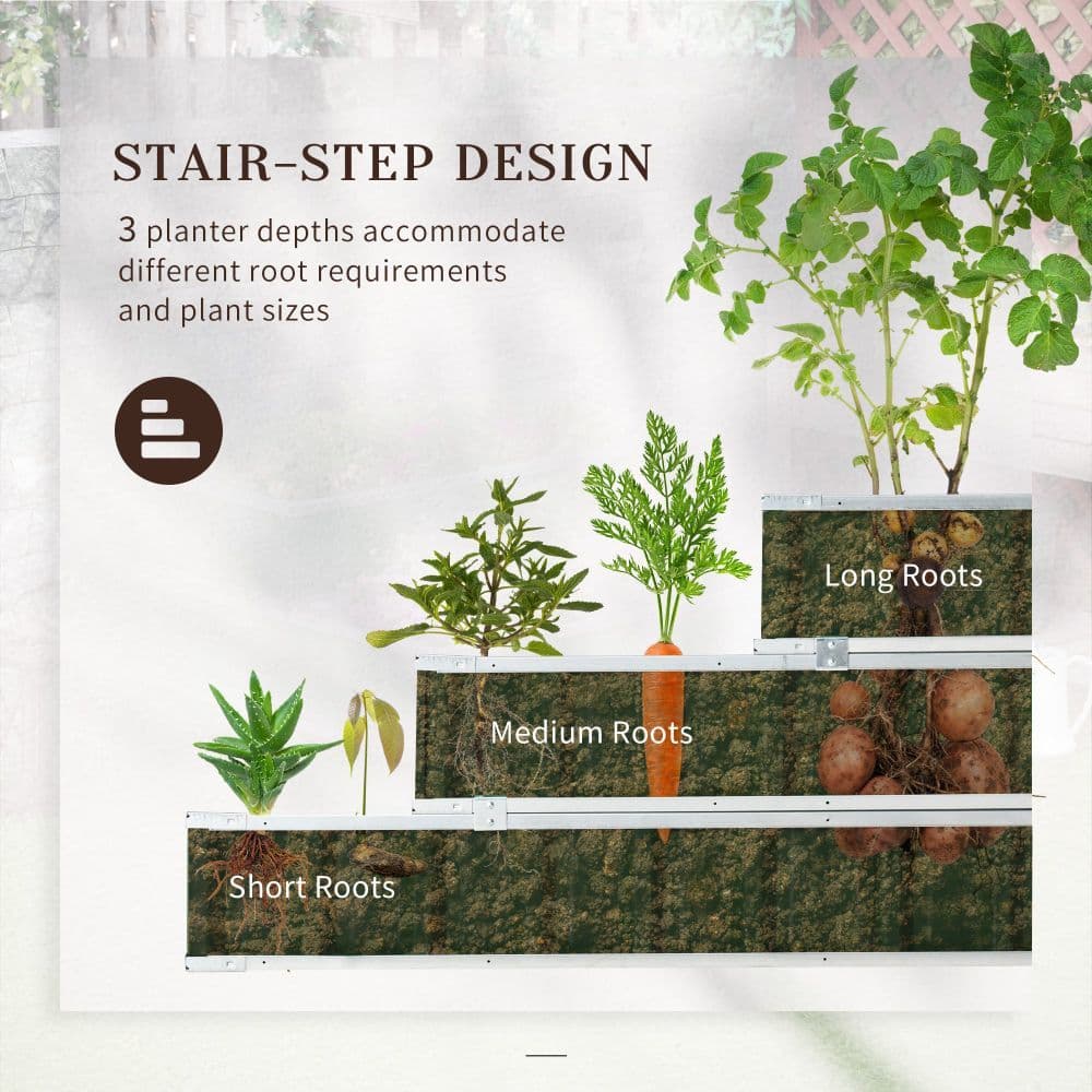 image-3 Tier Raised Garden Bed, Elevated Planer Box Kit A Pairs of Glove Grey
