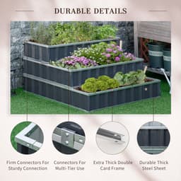 image-3 Tier Raised Garden Bed, Elevated Planer Box Kit A Pairs of Glove Grey