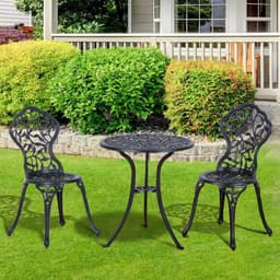 image-Cast Aluminium 3 Pcs Bistro Set-Black