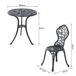 image-Cast Aluminium 3 Pcs Bistro Set-Black
