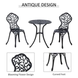 image-Cast Aluminium 3 Pcs Bistro Set-Black