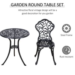 image-Cast Aluminium 3 Pcs Bistro Set-Black