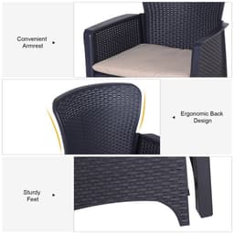 image-3-PCS Garden Coffee Set Rattan Chair with Coffee Table Cushion High Load Patio