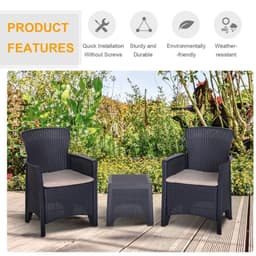 image-3-PCS Garden Coffee Set Rattan Chair with Coffee Table Cushion High Load Patio