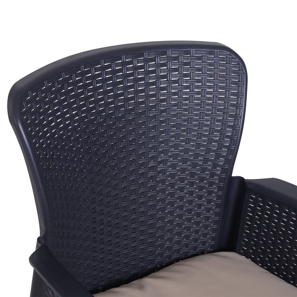 image-3-PCS Garden Coffee Set Rattan Chair with Coffee Table Cushion High Load Patio