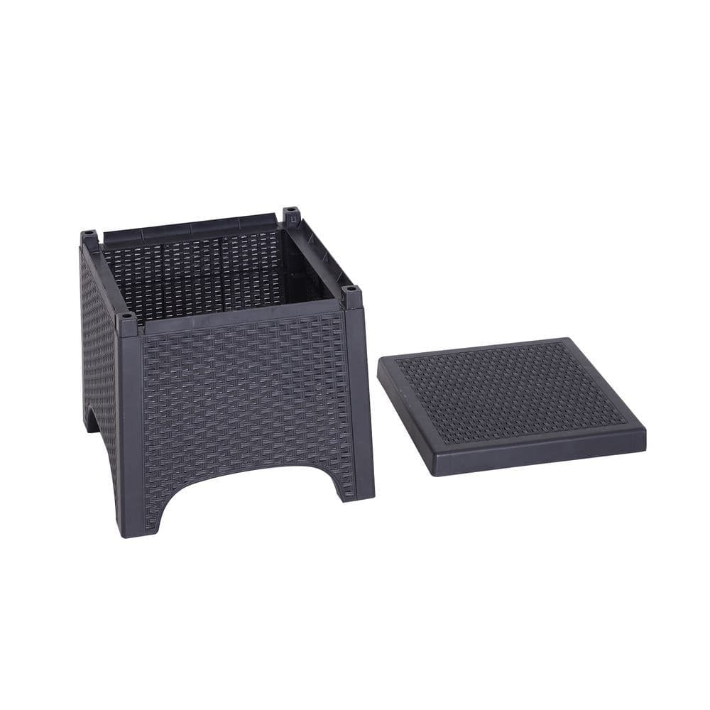 image-3-PCS Garden Coffee Set Rattan Chair with Coffee Table Cushion High Load Patio