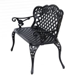 image-Garden Bench, Cast Aluminium, 107Lx58Wx85H cm-Black