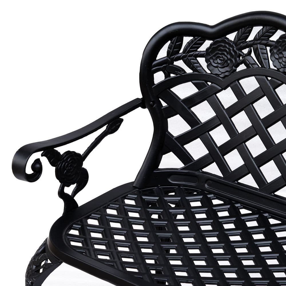 image-Garden Bench, Cast Aluminium, 107Lx58Wx85H cm-Black