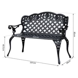 image-Garden Bench, Cast Aluminium, 107Lx58Wx85H cm-Black