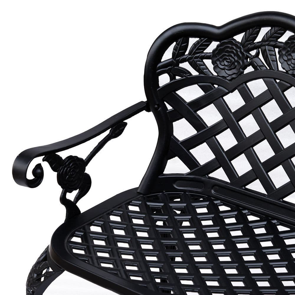 image-Garden Bench, Cast Aluminium, 107Lx58Wx85H cm-Black