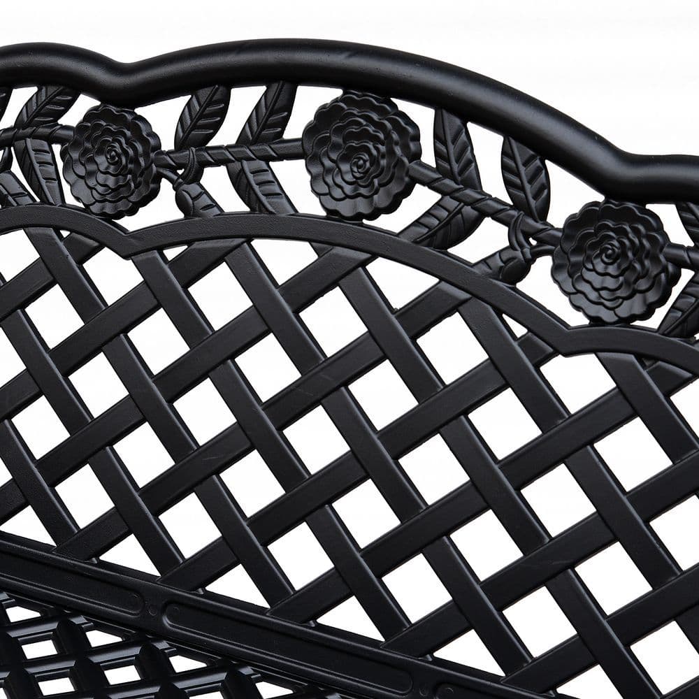 image-Garden Bench, Cast Aluminium, 107Lx58Wx85H cm-Black