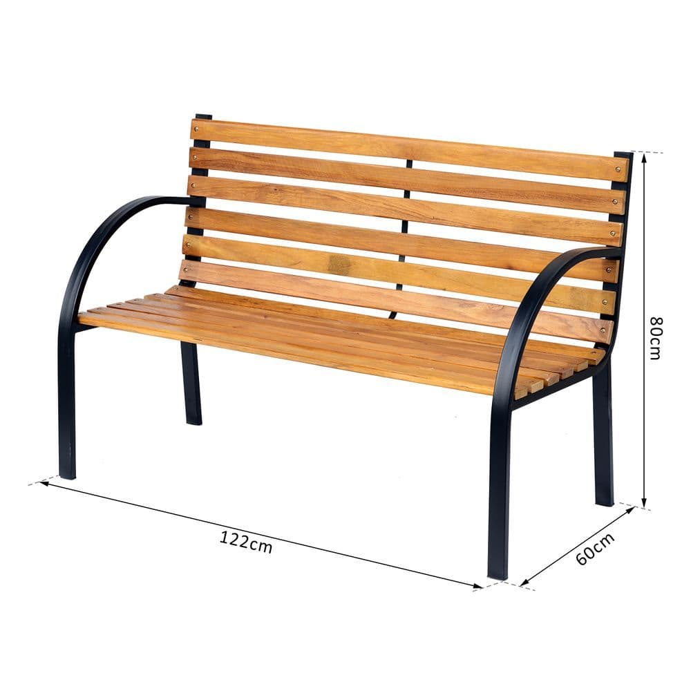 image-Garden Bench, 122Lx60Wx80H cm-Steel/Wood