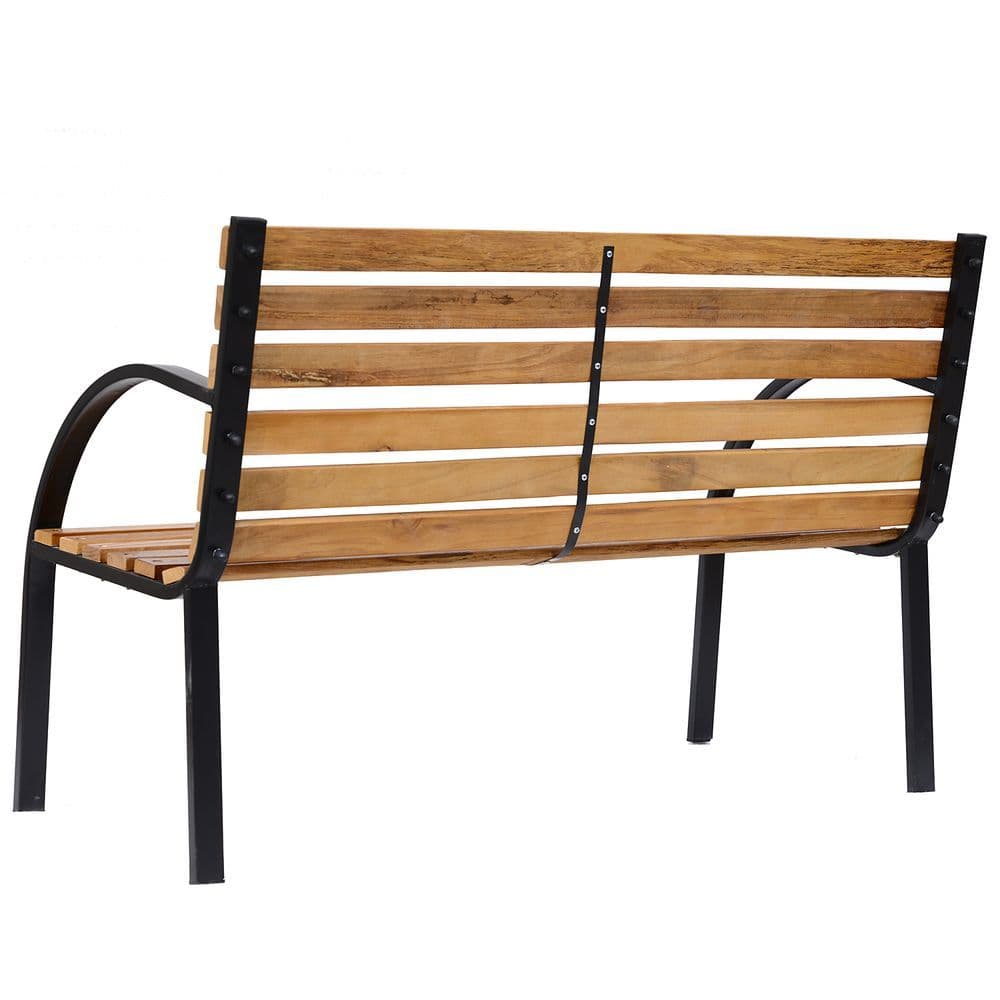 image-Garden Bench, 122Lx60Wx80H cm-Steel/Wood