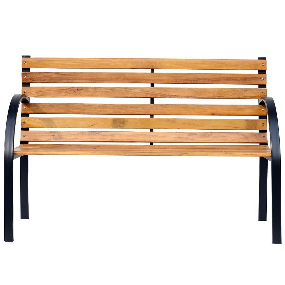 image-Garden Bench, 122Lx60Wx80H cm-Steel/Wood