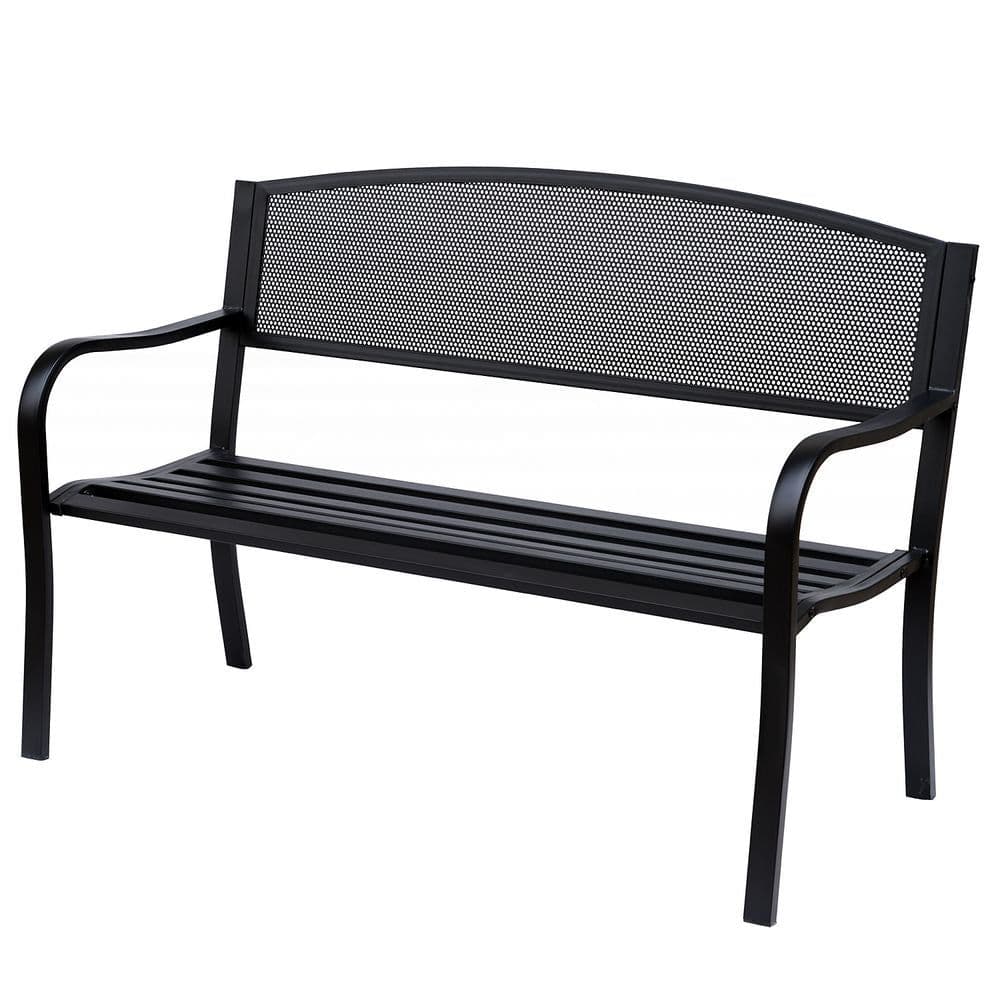 image-2 Person Garden Bench, Steel-Black